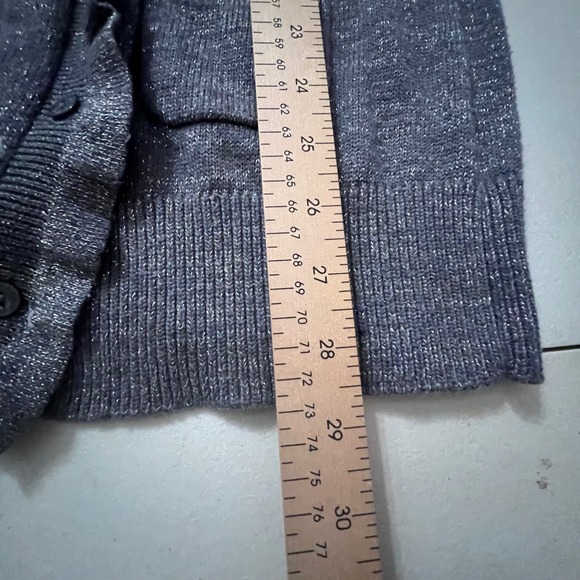 Y2K VICTORIAS SECRET Silver Sparkle Knit Cardigan Sweater Long Sleeve Pockets S - Picture 6 of 11